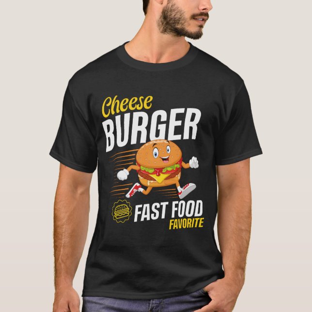 Running Hamburger Cheese Burger Fast Food Favorite T-Shirt (Front)