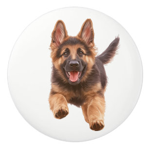 Running Happy Dog #4 Ceramic Pull