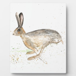 Running hare watercolour plaque