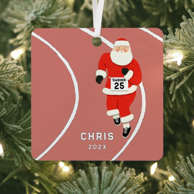Running Holiday Keepsake Gift Metal Tree Decoration (Insitu)