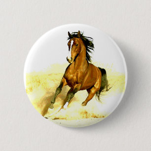 Running Horse 6 Cm Round Badge