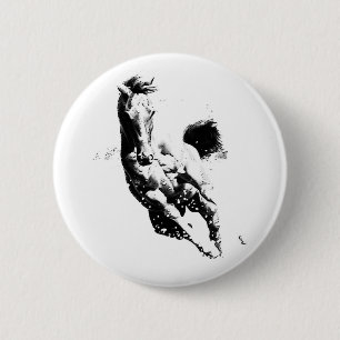 Running Horse 6 Cm Round Badge