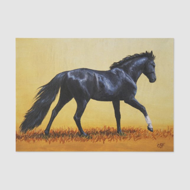 Running Horse Black Stallion Tissue Paper (Front)