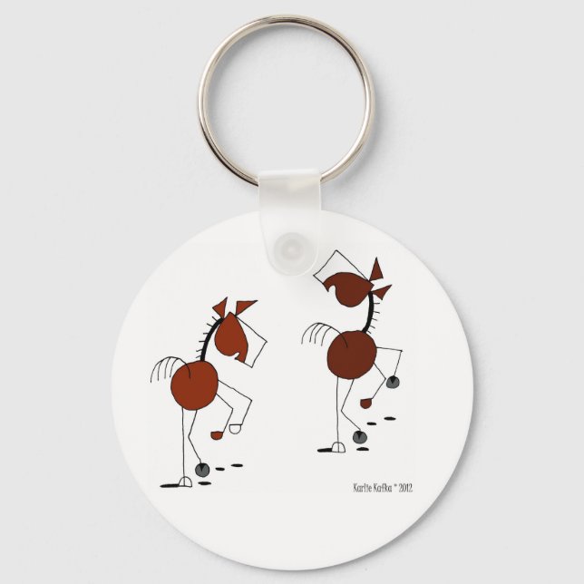 Running Horse Cartoon. Key Ring (Front)