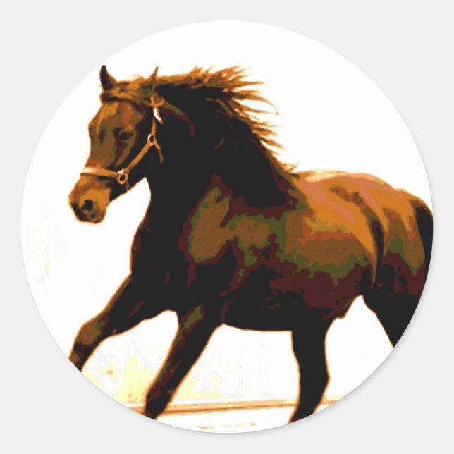 Running Horse Classic Round Sticker (Front)