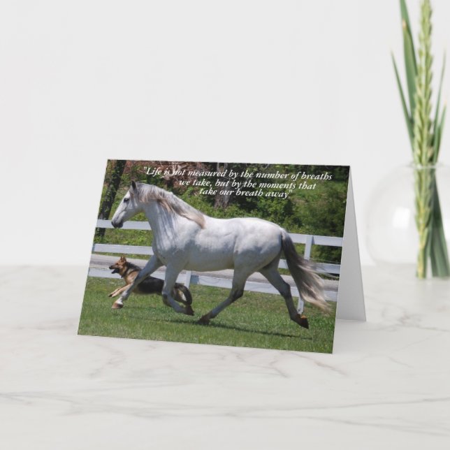 RUNNING HORSE & DOG GREETING CARD (Front)