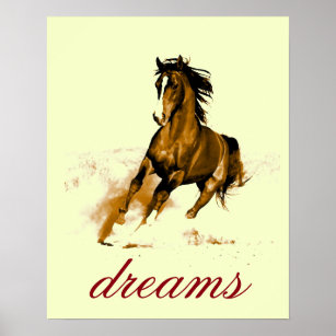 Running Horse Dreams Motivational Artwork Poster