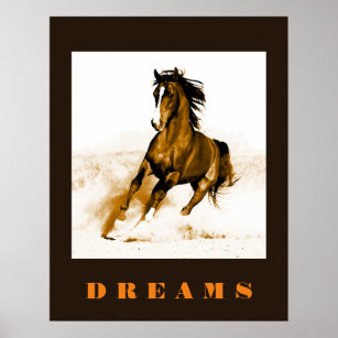 Running Horse Dreams Motivational Artwork Poster
