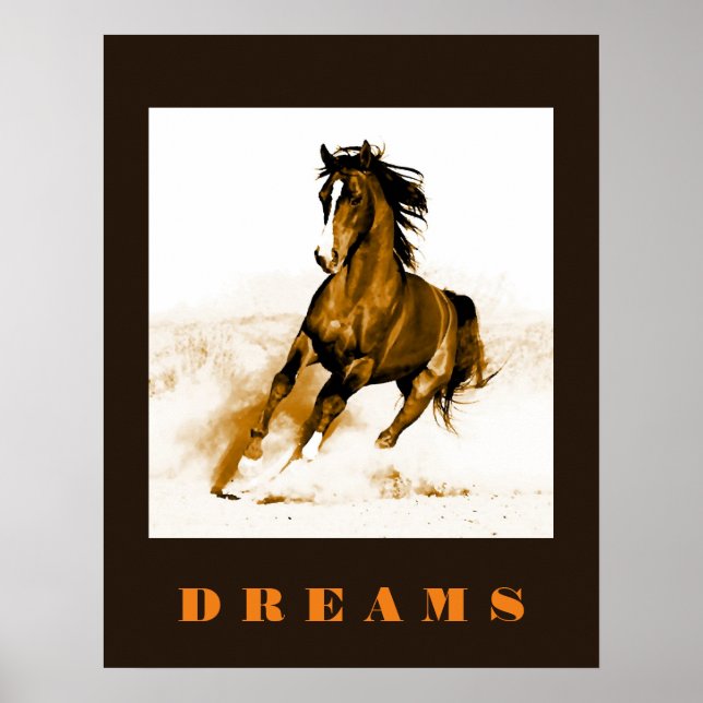 Running Horse Dreams Motivational Artwork Poster (Front)