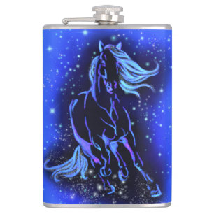 Running Horse Flask At Blue Starry Night 