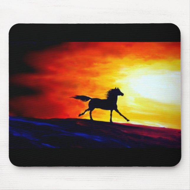 Running Horse Freedom Calls Abstract Art Template Mouse Pad (Front)
