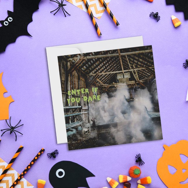 Running Horse Ghosts Scary Barn Halloween Card (Creator Uploaded)