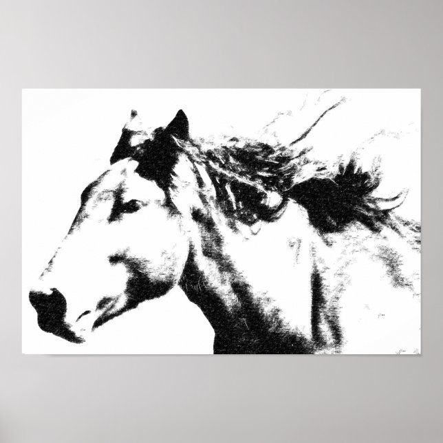Running Horse Head Pop Art image Poster (Front)