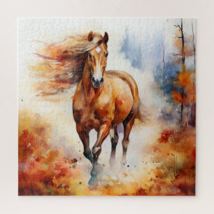 Running Horse in Autumn Jigsaw Puzzle