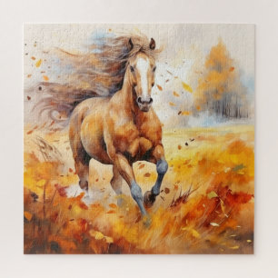 Running Horse in Autumn Jigsaw Puzzle