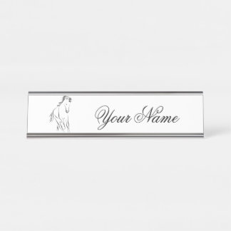 Running horse in black colour desk name plate