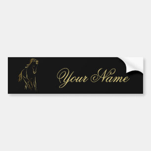 Running horse in gold colour bumper sticker