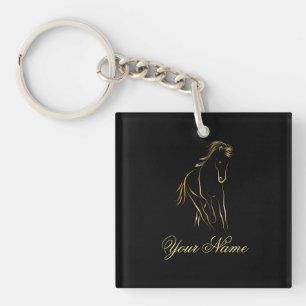 Running horse in gold colour key ring