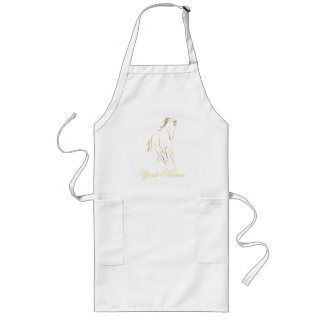 Running horse in gold colour long apron