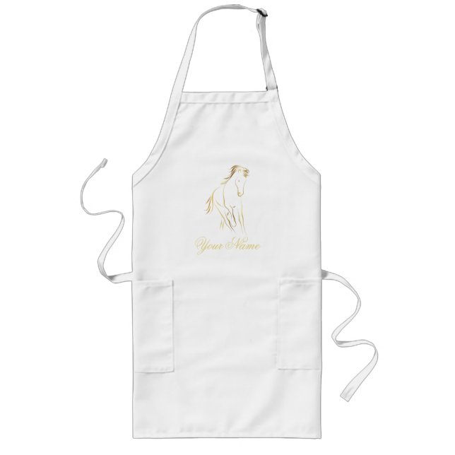 Running horse in gold colour long apron (Front)