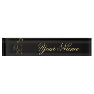 Running horse in gold colour nameplate