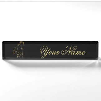 Running horse in gold colour nameplate