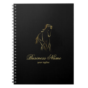 Running horse in gold colour notebook