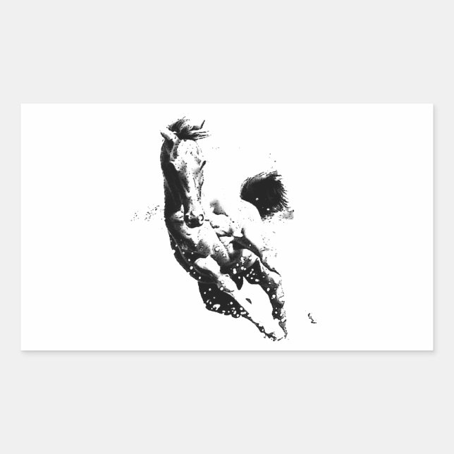 Running Horse Rectangular Sticker (Front)