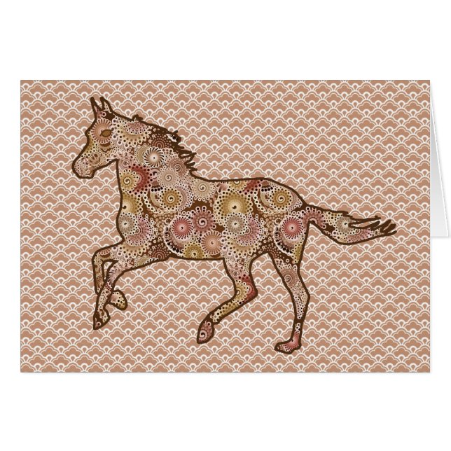 Running Horse Silhouette, Brown, Tan, and Cream (Front Horizontal)