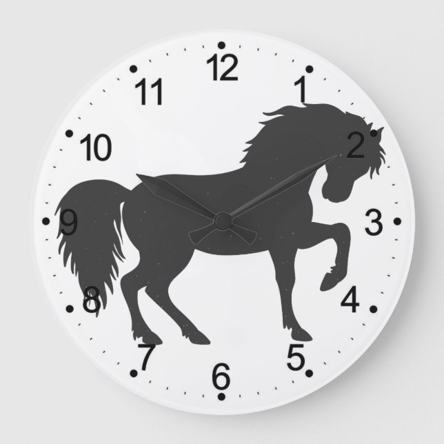 Running horse silhouette - Choose background colou Large Clock (Front)