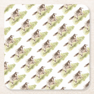 Running Horse Square Paper Coaster