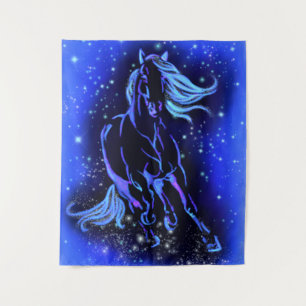 Running Horse Tapestry Blue Starry Night