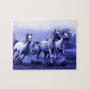 Running Horses & Blue Moonlight Jigsaw Puzzle