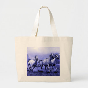 Running Horses & Blue Moonlight Large Tote Bag