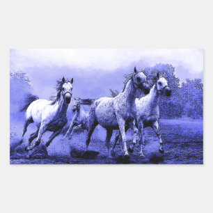 Running Horses & Blue Moonlight Rectangular Sticker