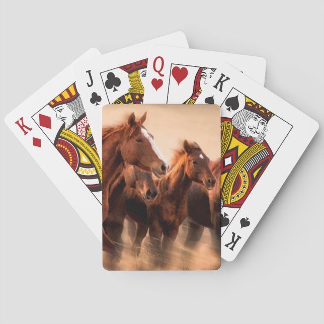 Running horses, blur and flying manes playing cards (Back)