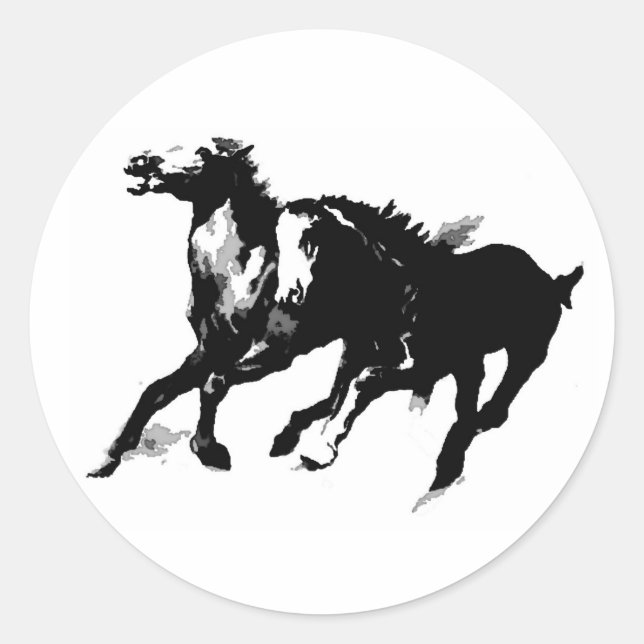 Running Horses Classic Round Sticker (Front)