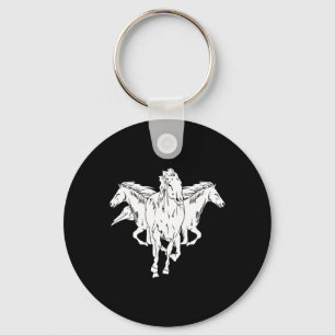 Running Horses Horseback Riding Horse Lover Graphi Key Ring