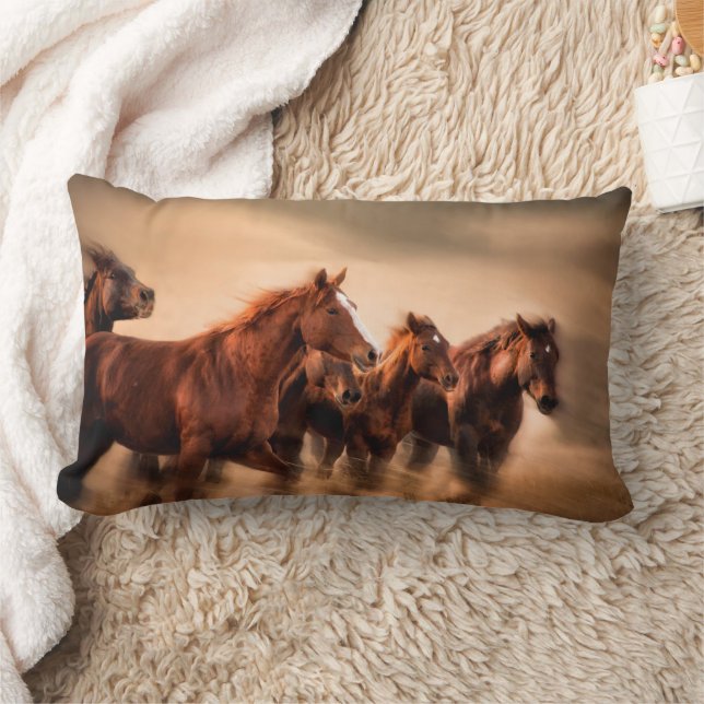 Running Horses Lumbar Cushion (Blanket)