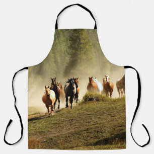 Running horses on Montana ranch Apron