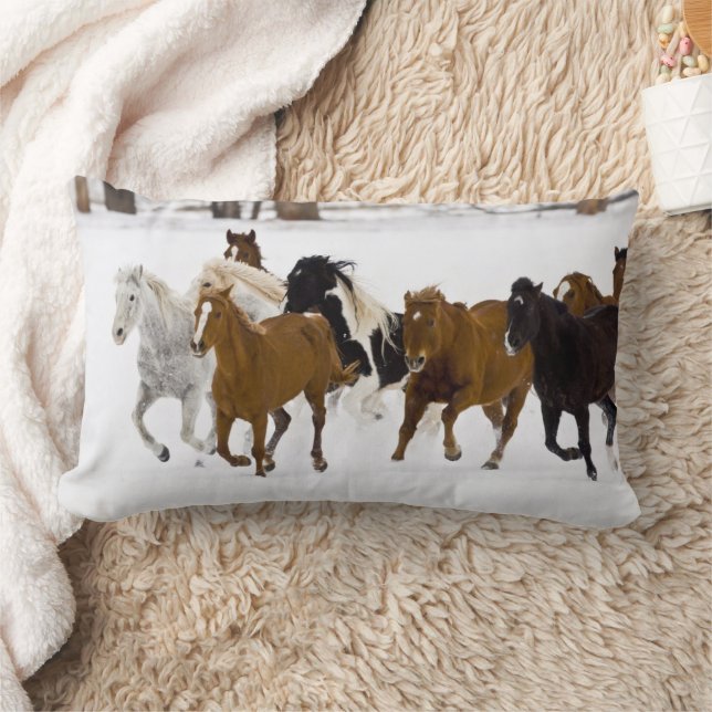 Running Horses on The Hideout Ranch Lumbar Cushion (Blanket)