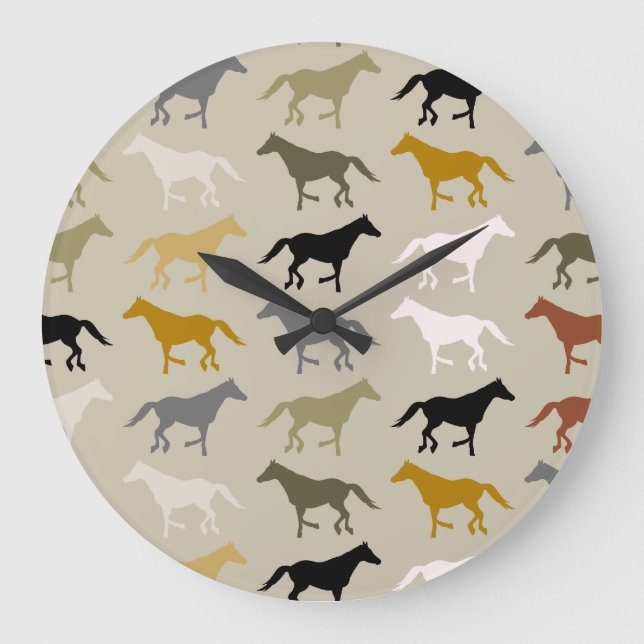 Running Horses Pattern Wall Clock (Front)