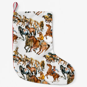 Running horses seamless pattern. American cowboy.  Small Christmas Stocking