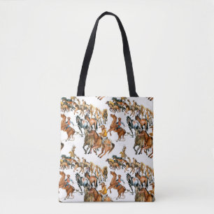 Running horses seamless pattern. American cowboy.  Tote Bag