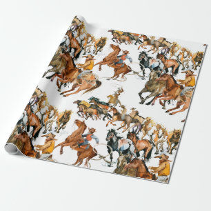 Running horses seamless pattern. American cowboy.  Wrapping Paper