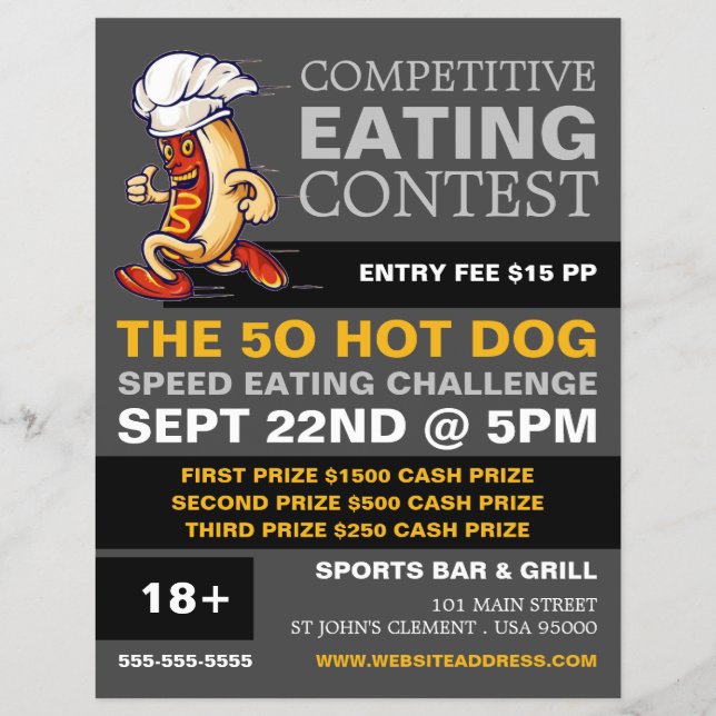 Running Hot Dog - Competitive/Speed Eating Contest Flyer (Front)