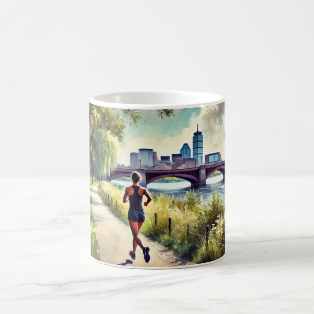 Running in Boston Massachusetts Charles River Coffee Mug (Center)