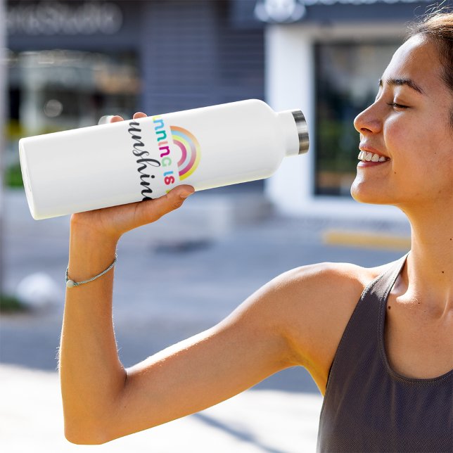 Running Is My Sunshine Colourful Rainbow Graphic 710 Ml Water Bottle (Creator Uploaded)