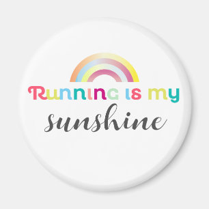 Running Is My Sunshine Colourful Rainbow Graphic Magnet