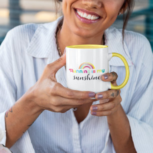 Running Is My Sunshine Colourful Rainbow Graphic Mug